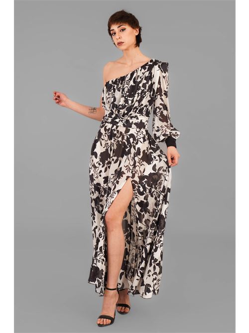 Abito in georgette fantasia Double C | G015-103BIANCO/NERO